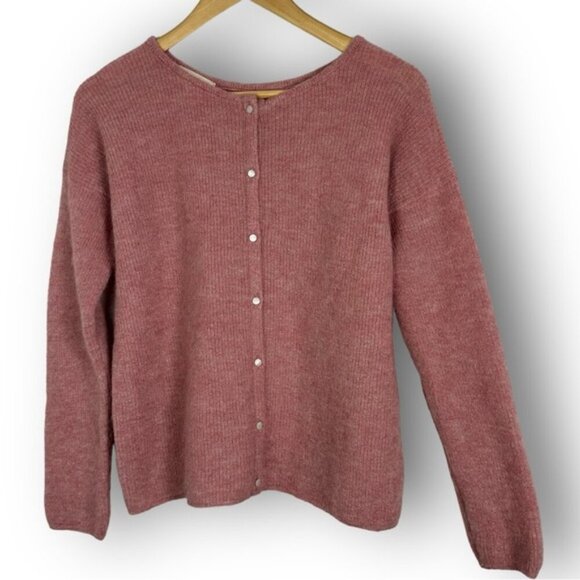 Sezane Gaspard Reversible Sweater Size Small Rosewood Pink Cardigan Knit Mohair - Picture 5 of 13